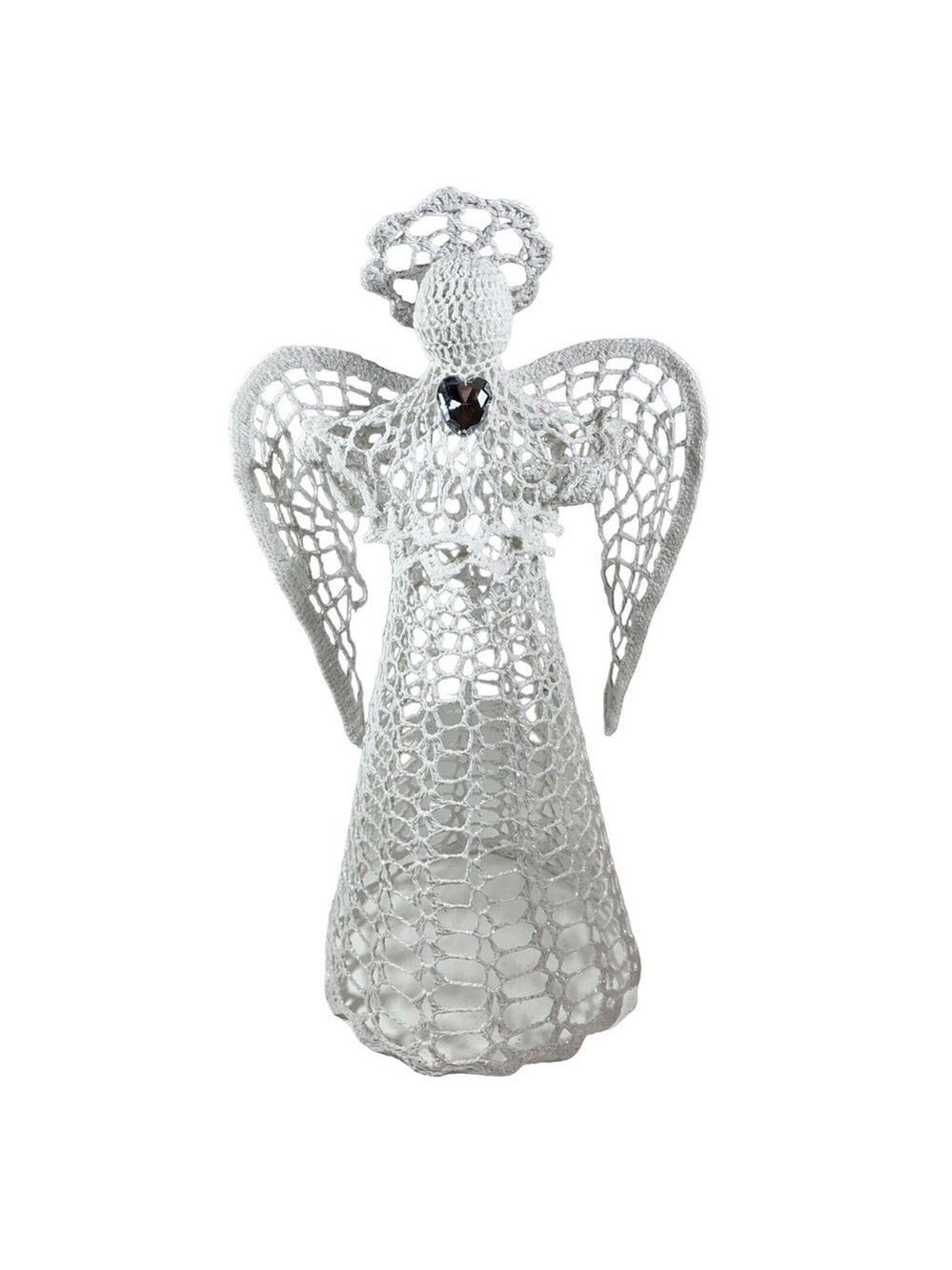Cracker Barrel Crochet Angel Tree Topper Handmade Christmas White Pink 16”